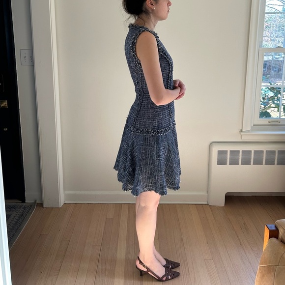 Michael Kors Italy tweed drop waist fit flare blue sleeveless mini 4 Chanel vibe - Picture 5 of 6